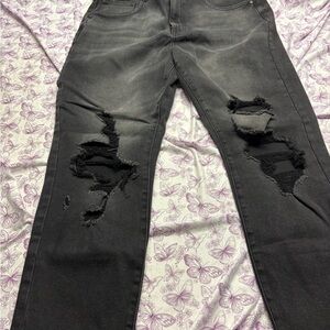 No Boundaries Charcoal Distressed Boyfriend Jeans